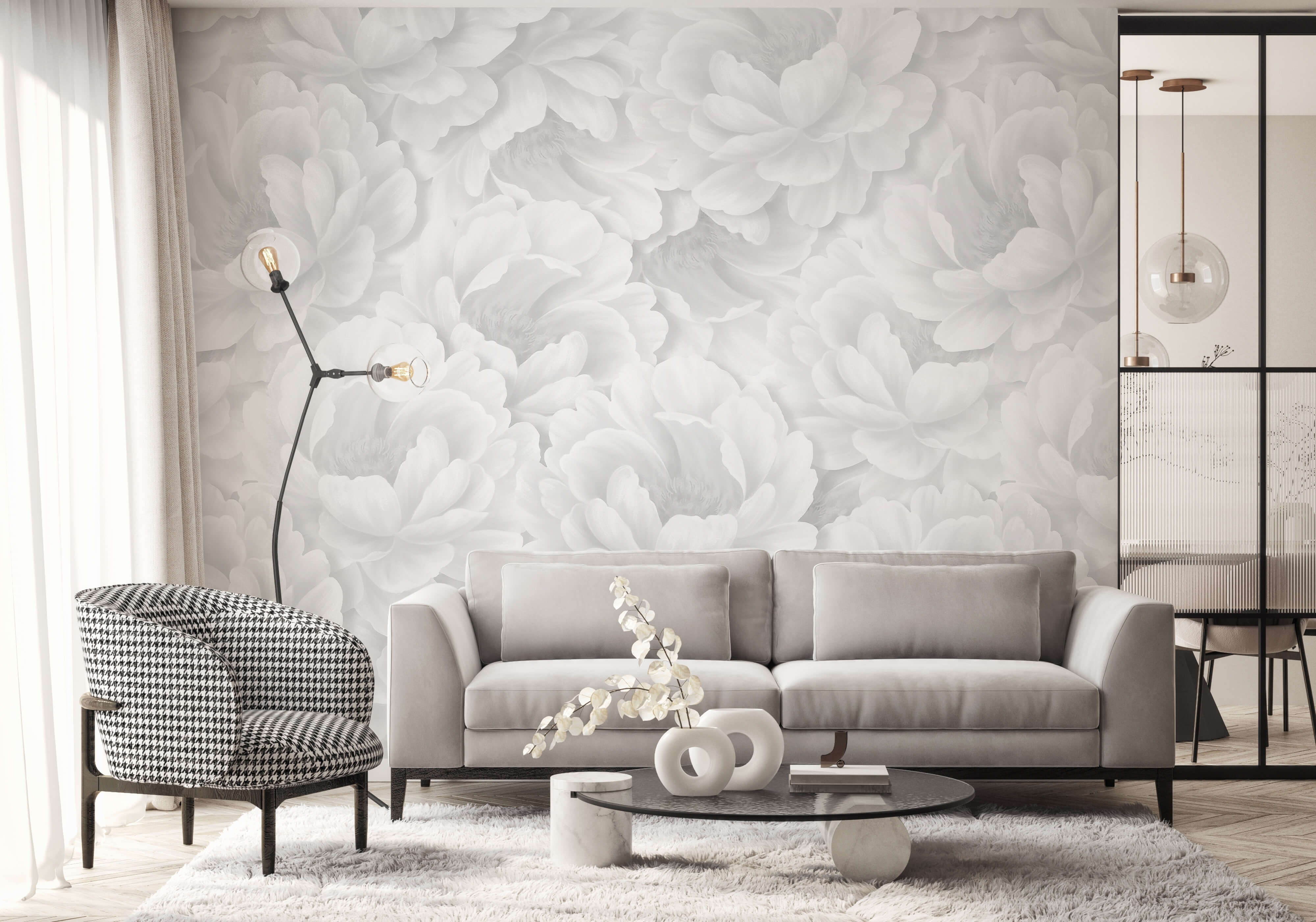 Peony Wallpaper Mural Available In Pink, Beige, Grey & More Bobbi Beck