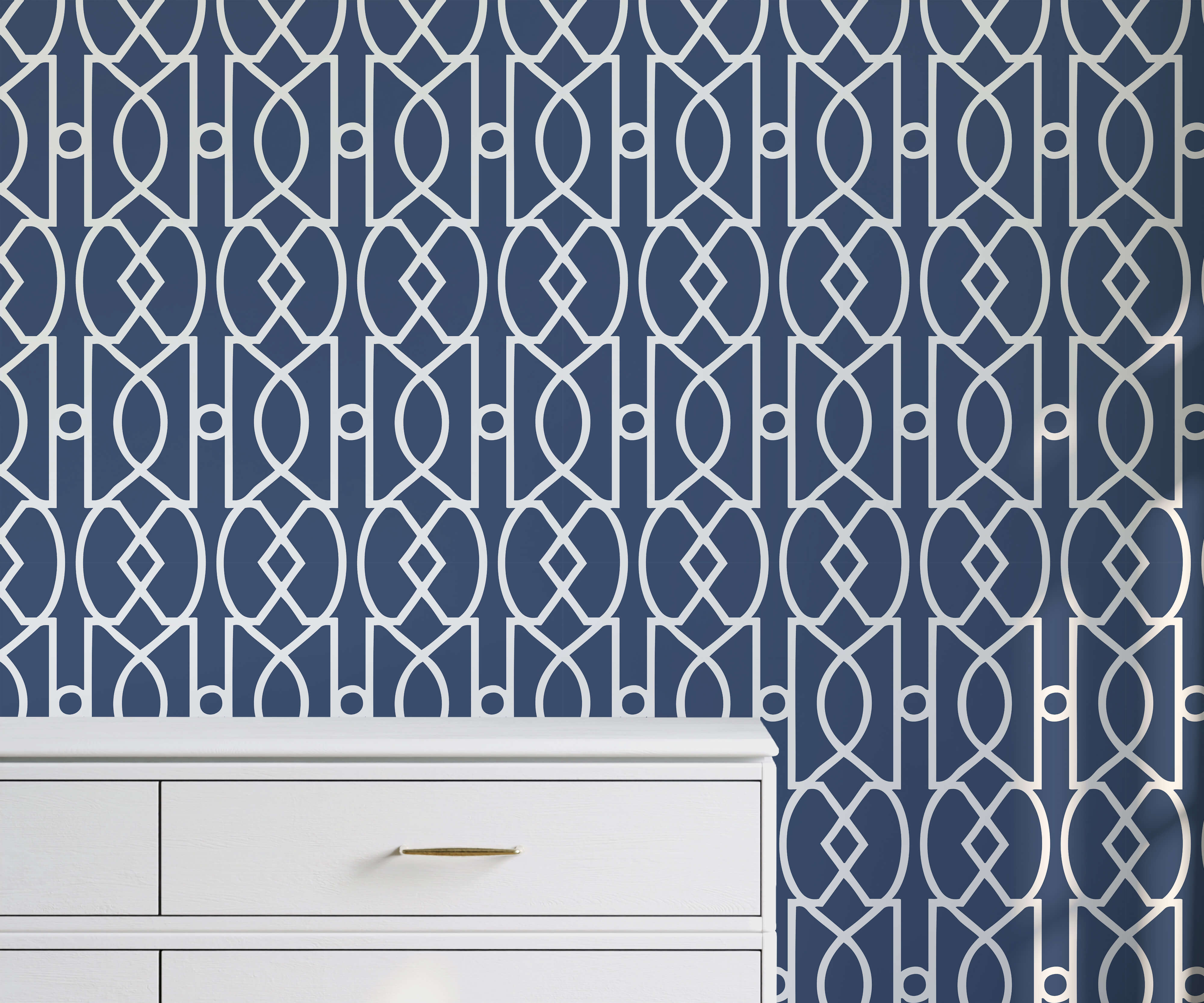 Modern Trellis Wallpaper | Available in Green, Blue & Black – Bobbi Beck